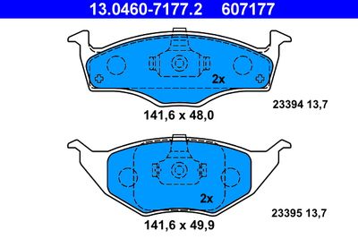 Brake Pad Set, disc brake ATE 13.0460-7177.2