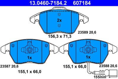 Brake Pad Set, disc brake ATE 13.0460-7184.2