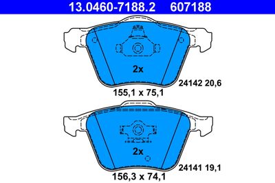 Brake Pad Set, disc brake ATE 13.0460-7188.2