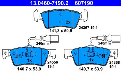 Brake Pad Set, disc brake ATE 13.0460-7190.2