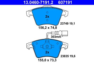 Brake Pad Set, disc brake ATE 13.0460-7191.2