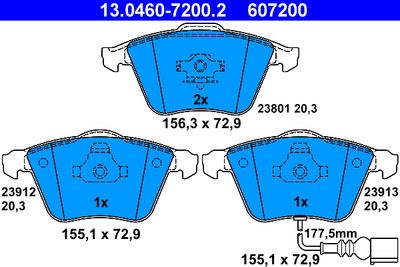 Brake Pad Set, disc brake ATE 13.0460-7200.2