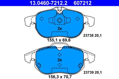 Brake Pad Set, disc brake ATE 13.0460-7212.2