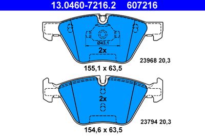 Brake Pad Set, disc brake ATE 13.0460-7216.2