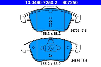 Brake Pad Set, disc brake ATE 13.0460-7250.2