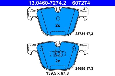 Brake Pad Set, disc brake ATE 13.0460-7274.2