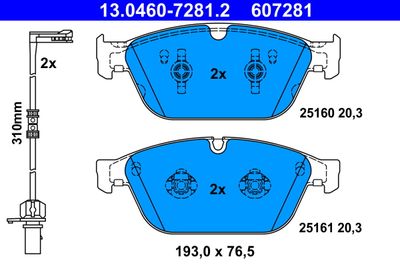 Brake Pad Set, disc brake ATE 13.0460-7281.2