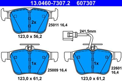 Brake Pad Set, disc brake ATE 13.0460-7307.2