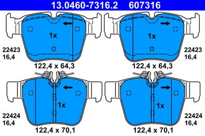 Brake Pad Set, disc brake ATE 13.0460-7316.2