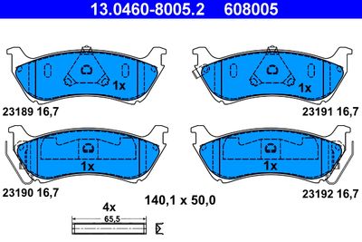 Brake Pad Set, disc brake ATE 13.0460-8005.2