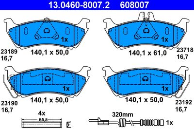 Brake Pad Set, disc brake ATE 13.0460-8007.2