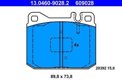 Brake Pad Set, disc brake ATE 13.0460-9028.2