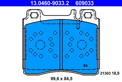 Brake Pad Set, disc brake ATE 13.0460-9033.2