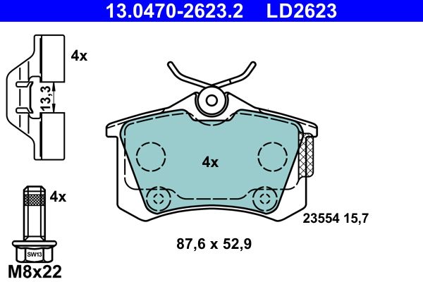 ATE 13.0470-2623.2 Brake Pad Set, disc brake