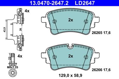 Brake Pad Set, disc brake ATE 13.0470-2647.2