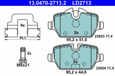 Brake Pad Set, disc brake ATE 13.0470-2713.2