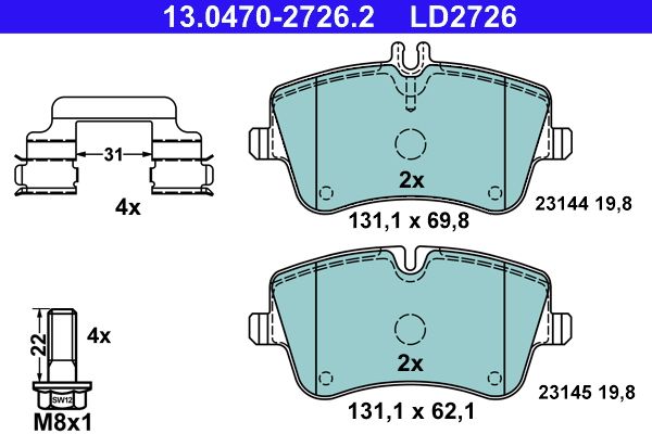 ATE 13.0470-2726.2 Brake Pad Set, disc brake