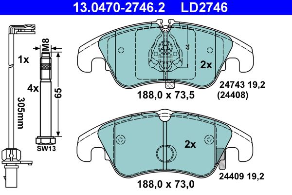 ATE 13.0470-2746.2 Brake Pad Set, disc brake