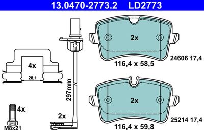 Brake Pad Set, disc brake ATE 13.0470-2773.2