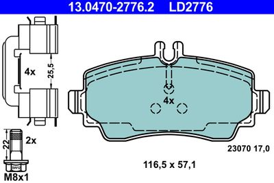 Brake Pad Set, disc brake ATE 13.0470-2776.2