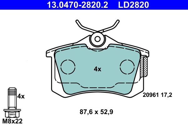 ATE 13.0470-2820.2 Brake Pad Set, disc brake