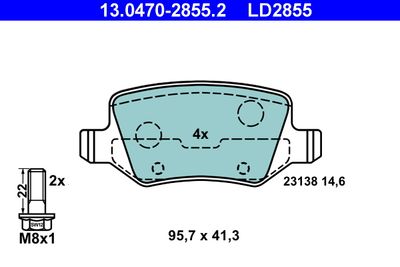 Brake Pad Set, disc brake ATE 13.0470-2855.2