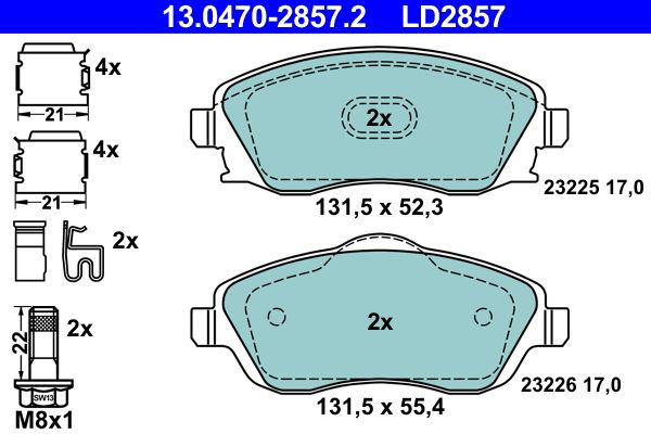 ATE 13.0470-2857.2 Brake Pad Set, disc brake