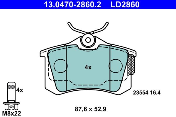 ATE 13.0470-2860.2 Brake Pad Set, disc brake