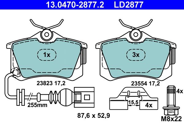 ATE 13.0470-2877.2 Brake Pad Set, disc brake