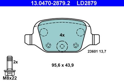 Brake Pad Set, disc brake ATE 13.0470-2879.2