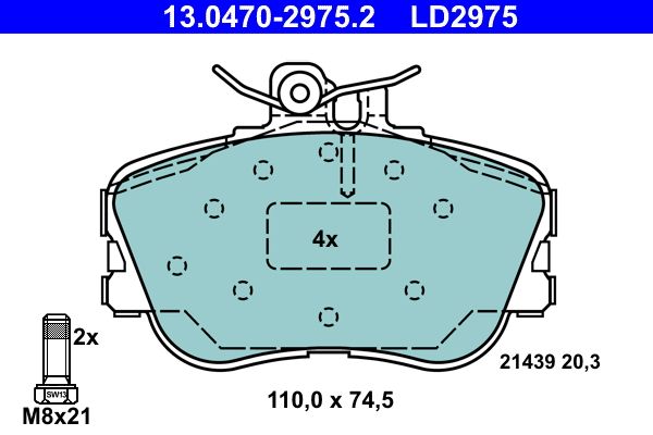 ATE 13.0470-2975.2 Brake Pad Set, disc brake