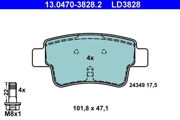 ATE 13.0470-3828.2 Brake Pad Set, disc brake