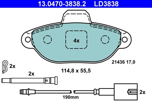 ATE 13.0470-3838.2 Brake Pad Set, disc brake