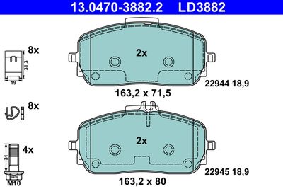 Brake Pad Set, disc brake ATE 13.0470-3882.2