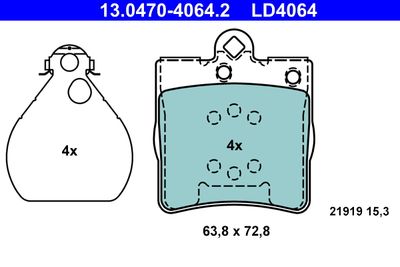 Brake Pad Set, disc brake ATE 13.0470-4064.2