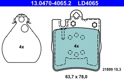 Brake Pad Set, disc brake ATE 13.0470-4065.2