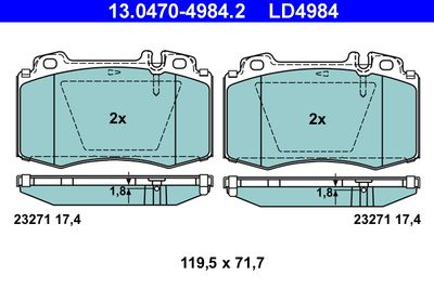 Brake Pad Set, disc brake ATE 13.0470-4984.2