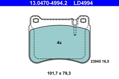 Brake Pad Set, disc brake ATE 13.0470-4994.2