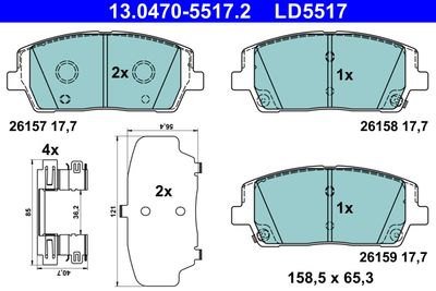 Brake Pad Set, disc brake ATE 13.0470-5517.2