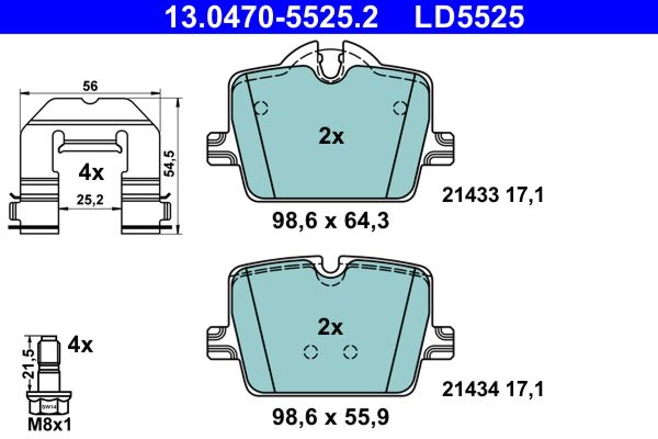 ATE 13.0470-5525.2 Brake Pad Set, disc brake