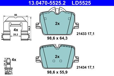 Brake Pad Set, disc brake ATE 13.0470-5525.2