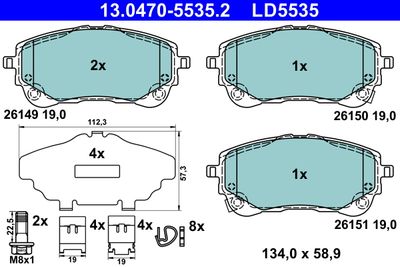 Brake Pad Set, disc brake ATE 13.0470-5535.2