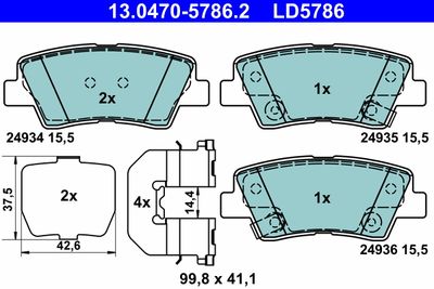 Brake Pad Set, disc brake ATE 13.0470-5786.2