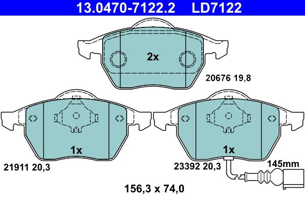 ATE 13.0470-7122.2 Brake Pad Set, disc brake