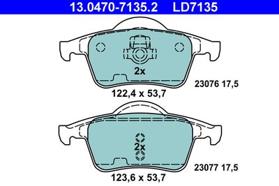 Brake Pad Set, disc brake ATE 13.0470-7135.2