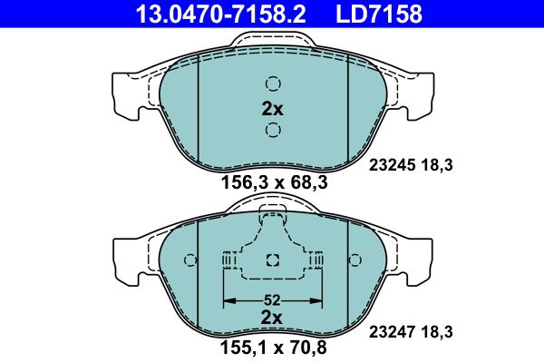 ATE 13.0470-7158.2 Brake Pad Set, disc brake