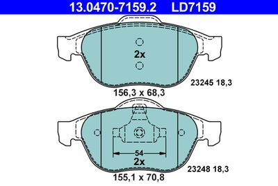 Brake Pad Set, disc brake ATE 13.0470-7159.2