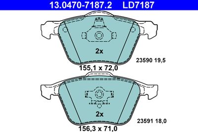 Brake Pad Set, disc brake ATE 13.0470-7187.2