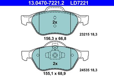 Brake Pad Set, disc brake ATE 13.0470-7221.2