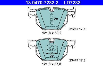 Brake Pad Set, disc brake ATE 13.0470-7232.2